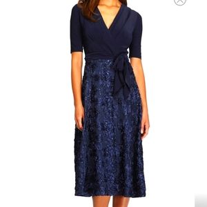 Alex Evenings Embellished Cocktail Dress, size 16 petite, Navy
